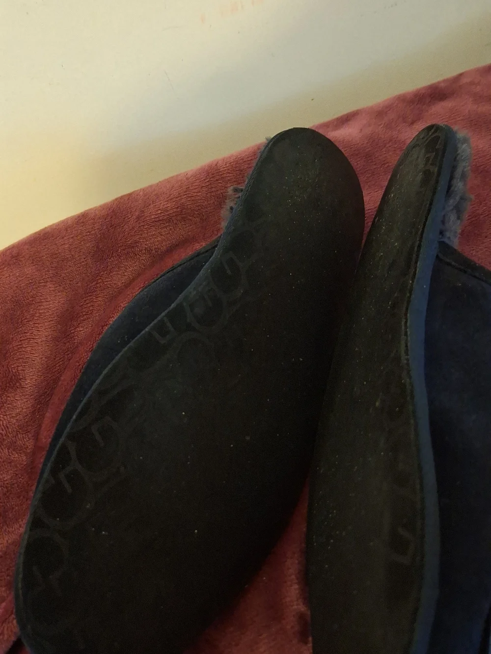 UGG Men's Dark Blue Suede Shearling-Lined Slip-On Mules